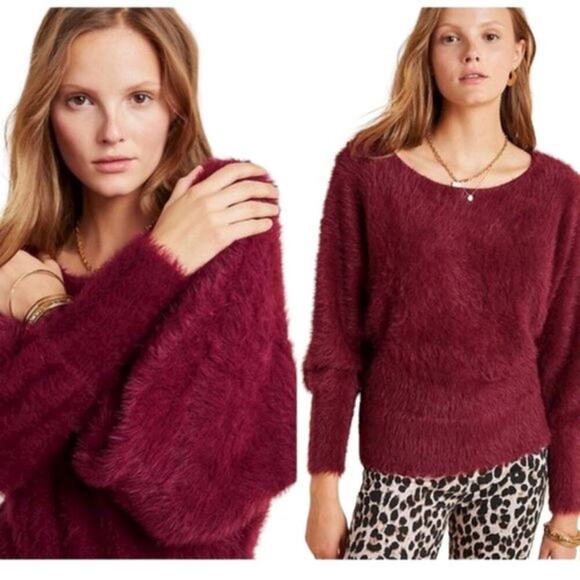 Anthropologie Sweaters - Anthropologie Ember Eyelash Soft Fuzzy Pullover Relaxed Fit Sweater Size Medium